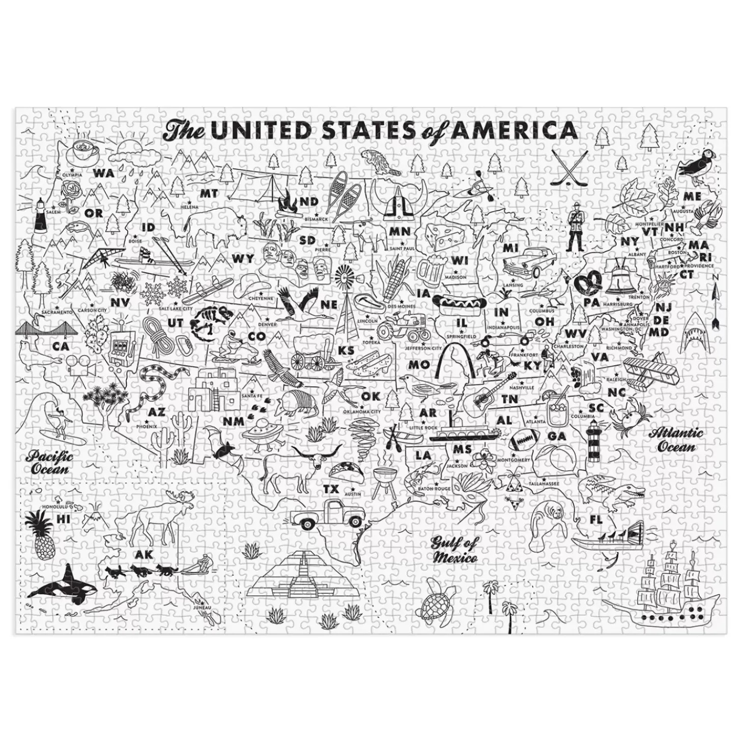 Maptote Usa Color-In 1000 Piece Puzzle