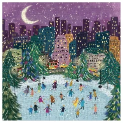 Merry Moonlight Skaters 500 Piece Foil Jigsaw Puzzle