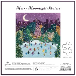 Merry Moonlight Skaters 500 Piece Foil Jigsaw Puzzle