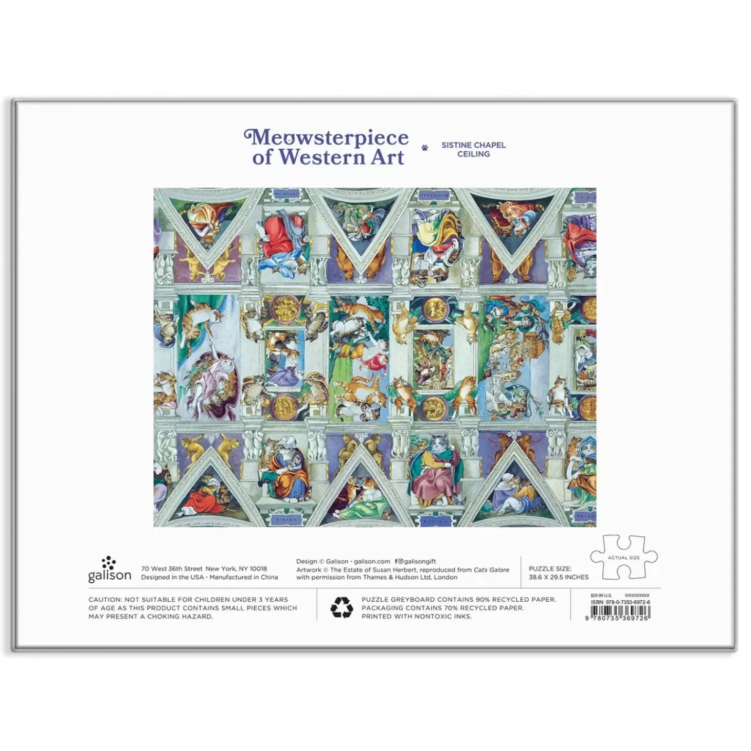 Sistine Chapel Ceiling Meowsterpiece Of Western Art 2000 Piece Jigsaw Puzzle
